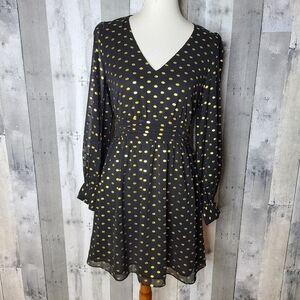 & Other Stories Size 4 Metallic Dotted Gathered Mini Dress